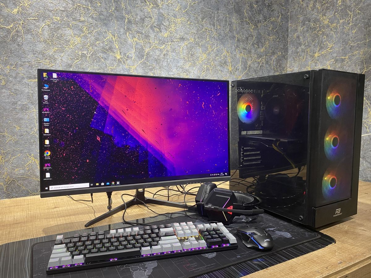 Ryzen 5 3600 + RX 570 4GB Oyun Bilgisayarı | Gigabyte B450 | 27 inç 180Hz Monitör Dahil Set
